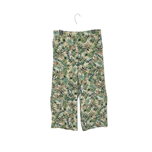 J. Jill Pants - J. Jill Wide Leg Crop Tropical Pants Women's Size Small Pull-on Pockets